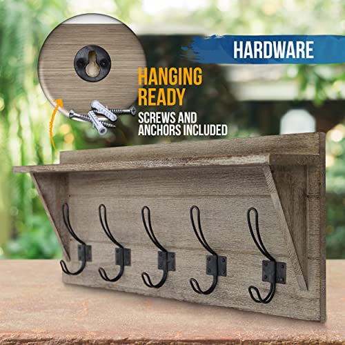 Rustic Wall Mounted Coat Rack with Shelf