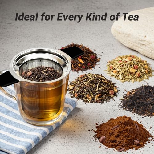 Fine Mesh Stainless Steel Reusable Tea Infuser with Double Handles
