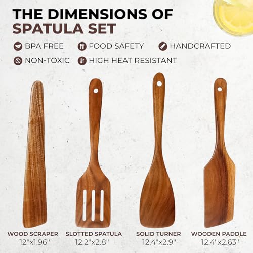 Premium Teak Wood Spatula Set