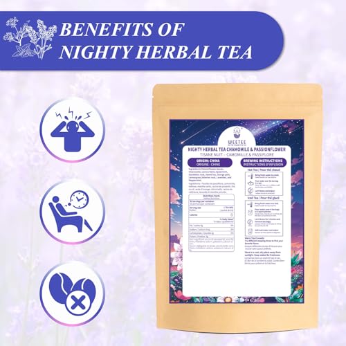 Chamomile & Passionflower Nighty Herbal Tea Bags 50ct for Bedtime (50 Count)