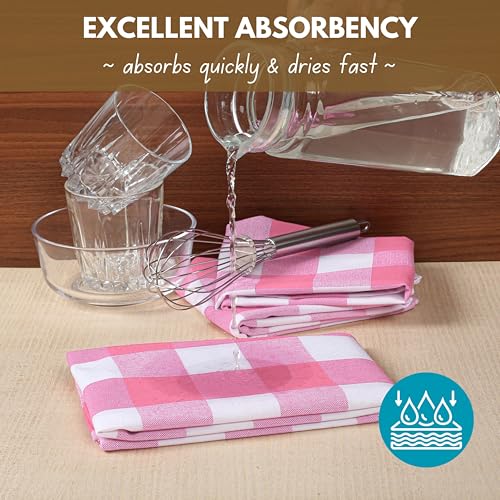 Pink Checked Kitchen Towel 16"x26" (12 Count)