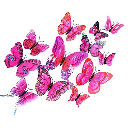 3D Butterfly Wall Decor Butterfly Decorations Stickers with Magnets (48 Count)