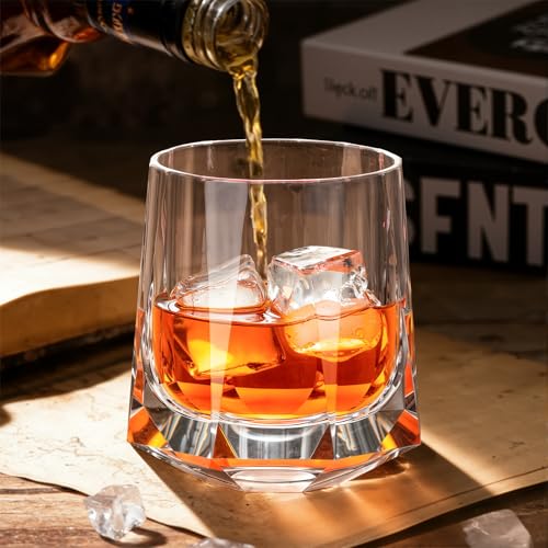 Crystal Whiskey Glasses Set of 2 Hand Blown Old Fashioned Glasses (2 Count)
