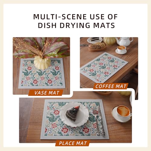 Floral Dish Drying Mat Absorbent Coffee Mat