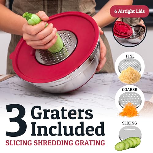 6pc Stainless Steel Mixing Bowls with Lids Set (6 Count)
