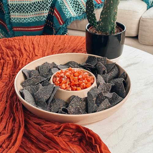 Ceramic Chips and Dip Serving Tray