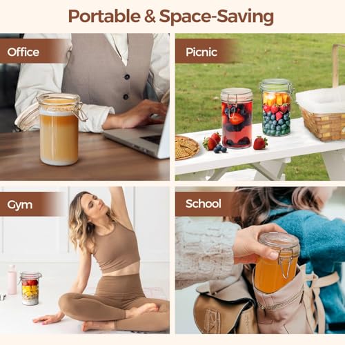 Small 16 oz Glass Jars with Airtight Lids 6 Pack Pickling Pantry (6 Count)