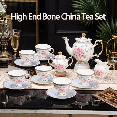 21 Piece Bone China Tea Set for 6