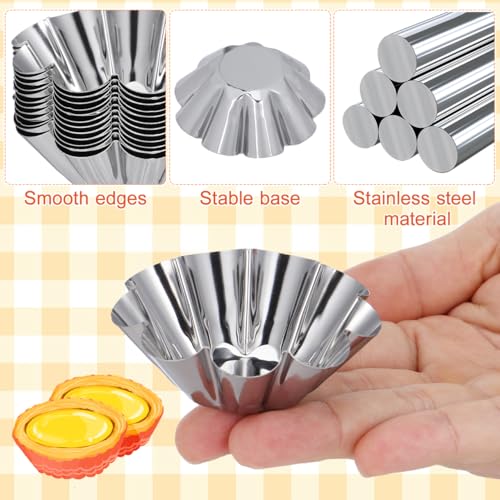 12 pack Flower Tart Pans Non Stick Tart Mold Set 2.40 X 2.40 X 0.90 in Reusable Bakeware for Egg Mini Cupcake Muffin Diy Desserts Kitchen and Party Baking