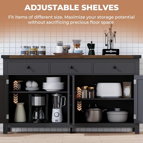 63" Sideboard Buffet Cabinet with Storage