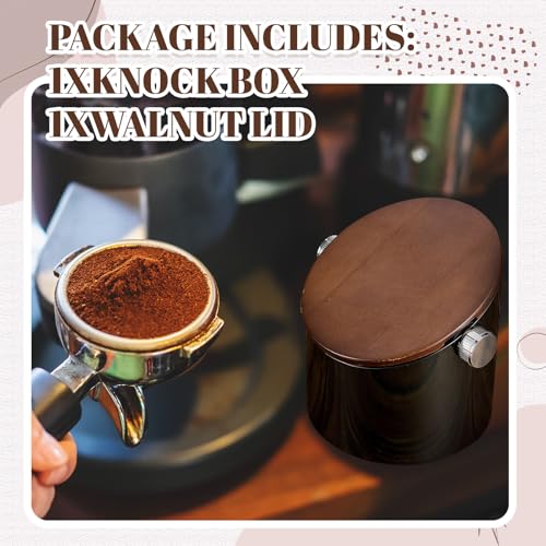 Espresso Knock Box with Walnut Lid for Coffee Grounds