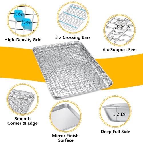 19.6 Inch Baking Sheet Pan with Wire Rack for Cookie