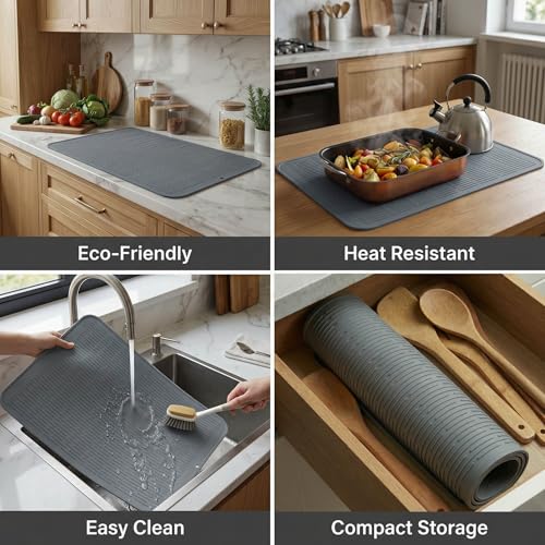 Silicone Dish Drying Mat for Multiple Usage