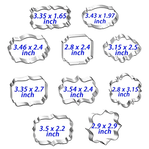 Frame Cookie Cutters 10pcs Stainless Steel Plaque Cookie Cutter Difference Shapes (10 Count)