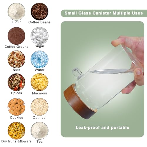 18oz Glass Coffee Jars with Scoop Wood Screw Lid Clear Round Spice Jar Herb Container Sugar Storage Bottle Canister for Seasoning Meal Prep Tea Coffee Ground Bean Salts
