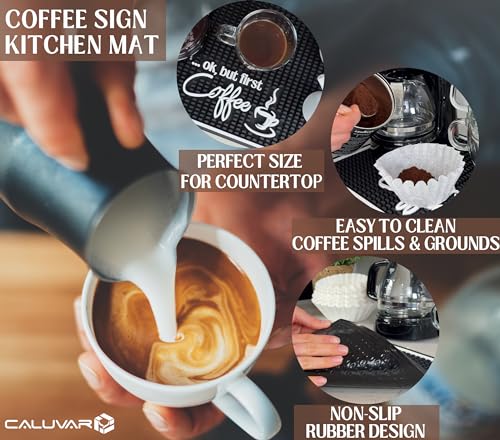 Ok But First Coffee Silicone Bar Mat for Countertop 18x12