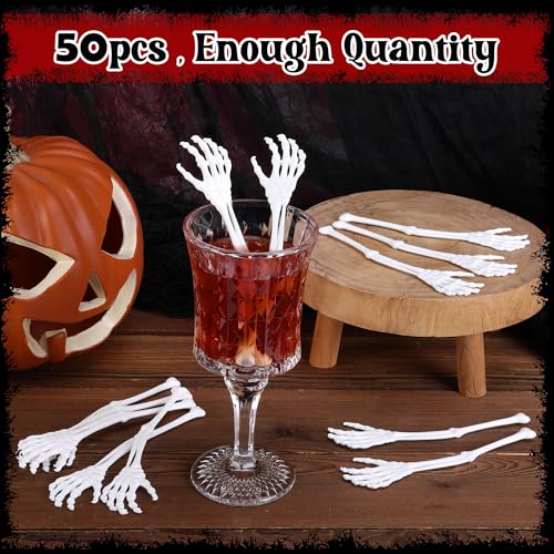 50 Pcs Halloween Skeleton Cocktail Stirrers