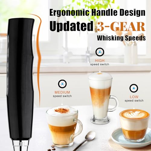 Black Handheld Milk Frother for Coffee