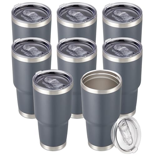 30 oz Tumbler with Lid Stainless Steel Tumblers Bulk (8 Count)