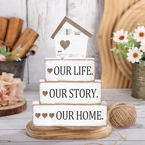 4 Pcs Farmhouse Table Decoration Rustic Sign Block (4 Count)