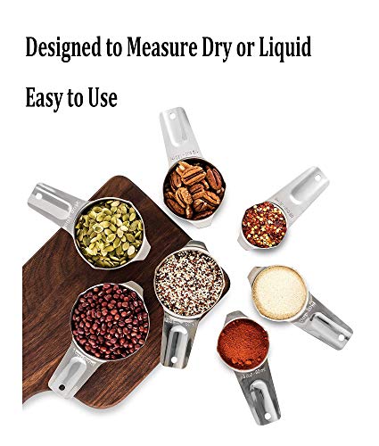 Measuring Cups Stainless Steel 7 Piece Stackable Set for Dry or Liquid Ingredients Measurement
