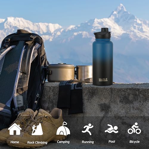 32 oz Insulated Water Bottle Stainless Steel Double Walled Vacuum Sports Water Bottle with 2 Lids