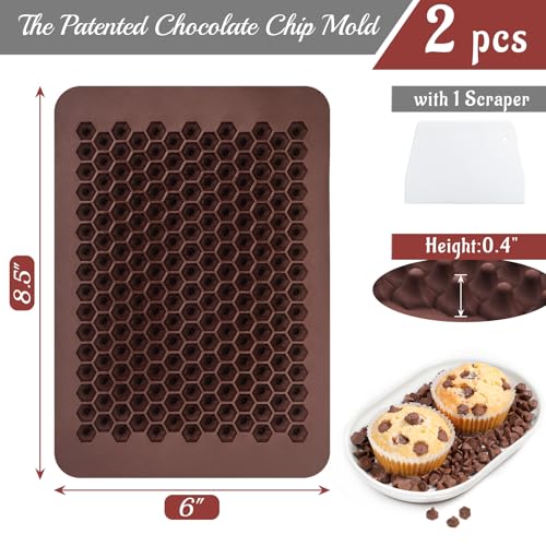 Chocolate Chip Mold 202 Cavity Silicone Mini Candy Molds LFGB 2 Pack For Non Dairy & Sugar Organic Chocolate Chips & Mini Gumdrop