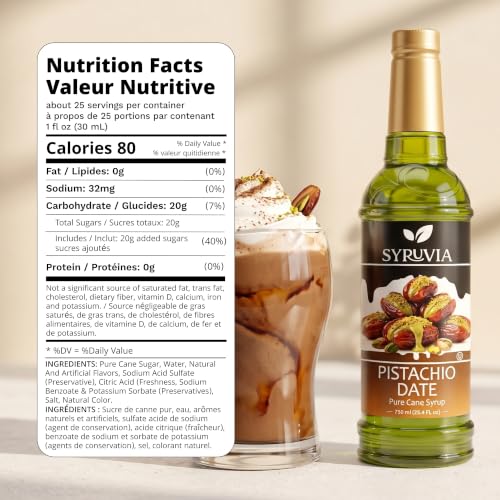 Coffee Syrup Pistachio Date Flavored Syrup for Drinks (25.4 Fl Oz)
