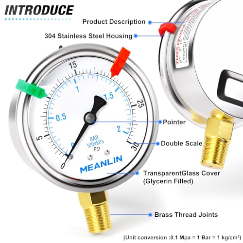 0~30Psi Liquid Filled Pressure Gauge 1