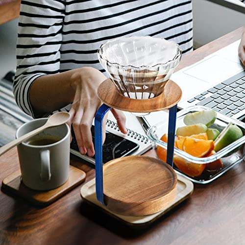 Pour Over Coffee Maker Set with Black Gooseneck Kettle Wooden Filter Holder Coffee Dripper Glass Server with Paper Coffee Filters
