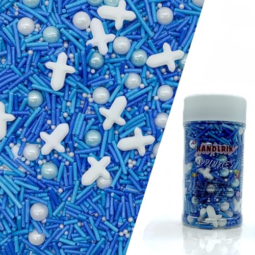 White Cross & Blue Series Sprinkles Edible Toppers Cake Decorating Mixed Size Cake Decorations Cupcake Toppers Cookie Decorating Perfect for Cakes (3 Ounce)