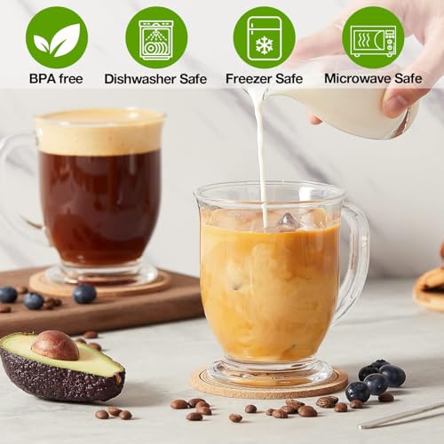 Set of 4 Clear Glass Coffee Mugs (4 Count)