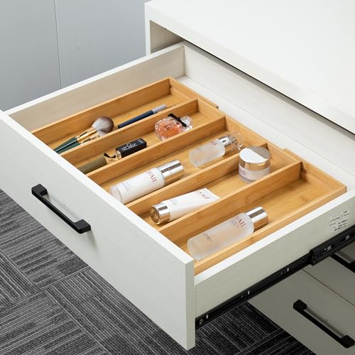 Bamboo Expandable Kitchen Drawer Organizer Silverware Utensil Tray