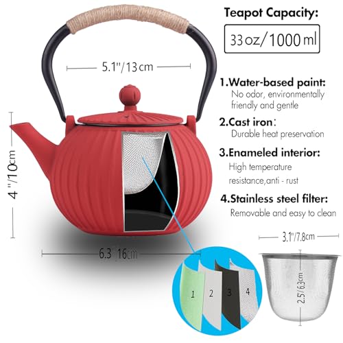 Cast Iron Teapot 40oz Infuser