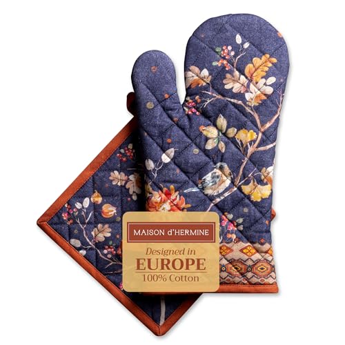 100% Cotton Oven Mitt & Pot Holder Set