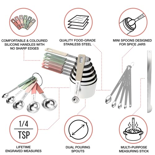 22 Piece Stainless Steel Measuring Cups and Spoons Set