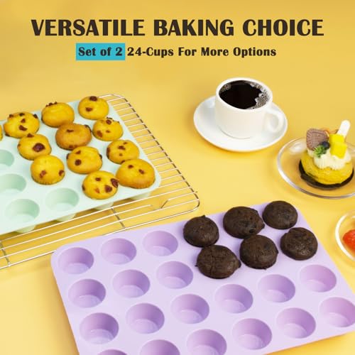 24 Cups Silicone Mini Muffin Pan Set (2 Count)