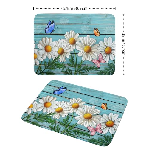 Daisy Dish Drying Mat for Kitchen Counter 18”x24” Rustic Daisy Absorbent Dish Drying Mat Reversible Microfiber Dish Drainer Rack Fast Drying Mat for Countertops Tableware Decor