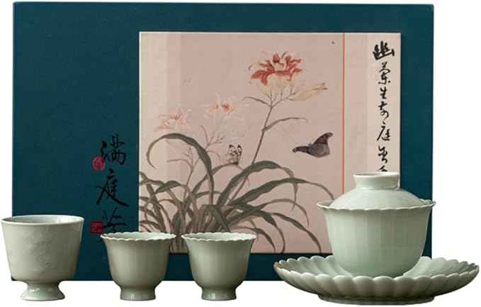 Gift Kung Fu Tea Set Household Cover Bowl Ceramic Pot Teapot Tea Cup Light Luxury Convenient Gift Box Set For tea(A)
