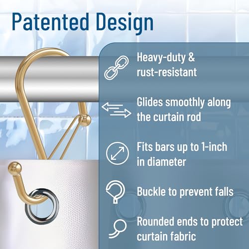 12 Decorative Metal Shower Curtain Hooks (12 Count)