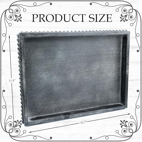 Rectangle Wood Serving Tray with Beads