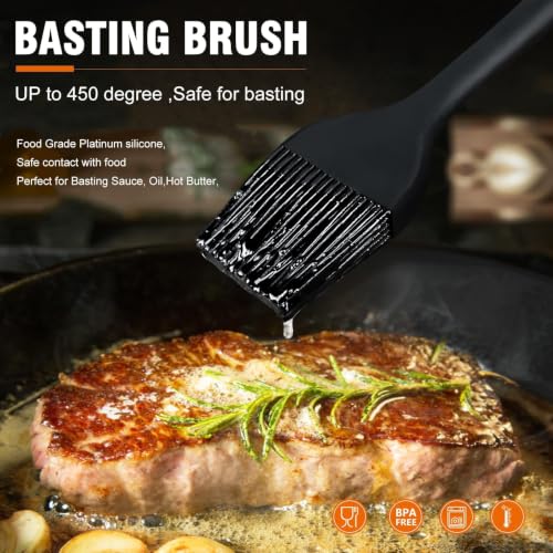 Pastry Brush 600℉ Heat Resistant Silicone Basting Small Brush For Baking Cooking BBQ Kitchen king (2 Count)