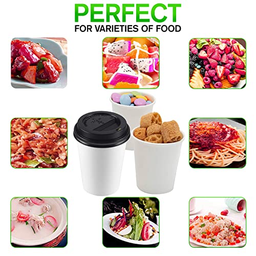 White Disposable Paper Coffee Cups with Lids (100 Count)