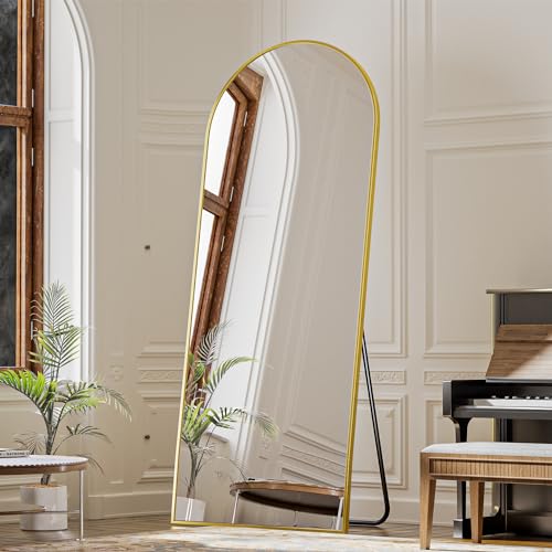 24"x65" Gold Arched Floor Full Length Dressing Body Mirror