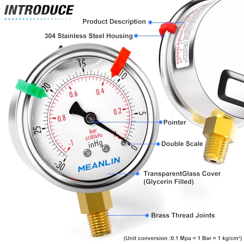 30inHG~0Psi Vacuum Pressure Gauge 1