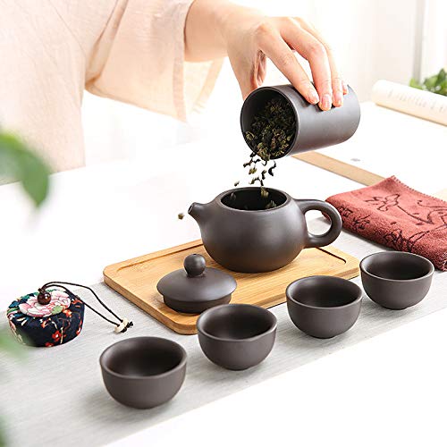 Portable Travel Kungfu Teapot Handmade Tea Set Purple Clay Teapot Ceramic Teapot Teacups