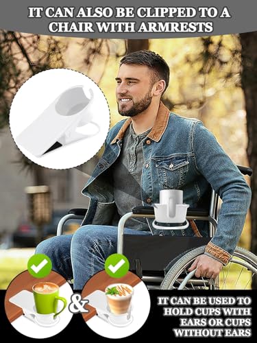 3PCS Drinking Cup Holder Clip Kalolary Chair Desk Bottle Cup Stand DIY Glass Clamp Storage Saucer Clip with Groove for Potted Plant Beverage Coffee Mug Holder Clip for Home & Office (3 Count)