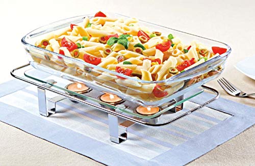 NewlineNY Chrome Plated Glass Dish Warmer