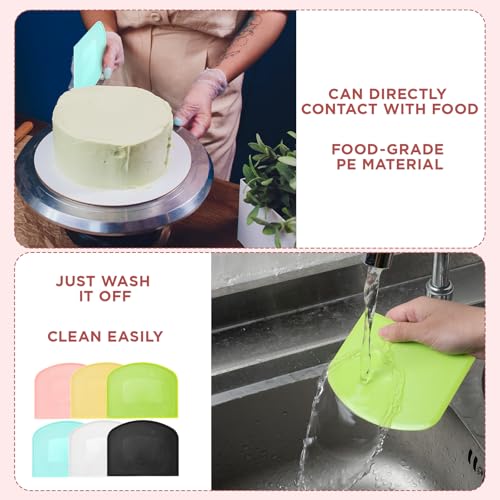 24 Pcs Plastic Dough Scraper Set Multipurpose Bench Cake Cutter Flexible Scraper Spatula for Cake Bread Pizza Food Pastry Icing Kitchen Baking Tool (24 Count)