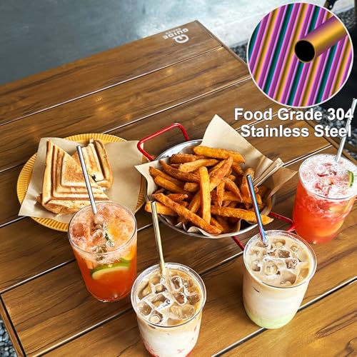 Stainless Steel Straws Metal Reusable Drinking Straw for Juice Iced Coffee Cold Beverage Highball Glasses 12 (8 Count)